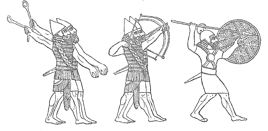 Assyrian Soldiers wearing iron scale armor