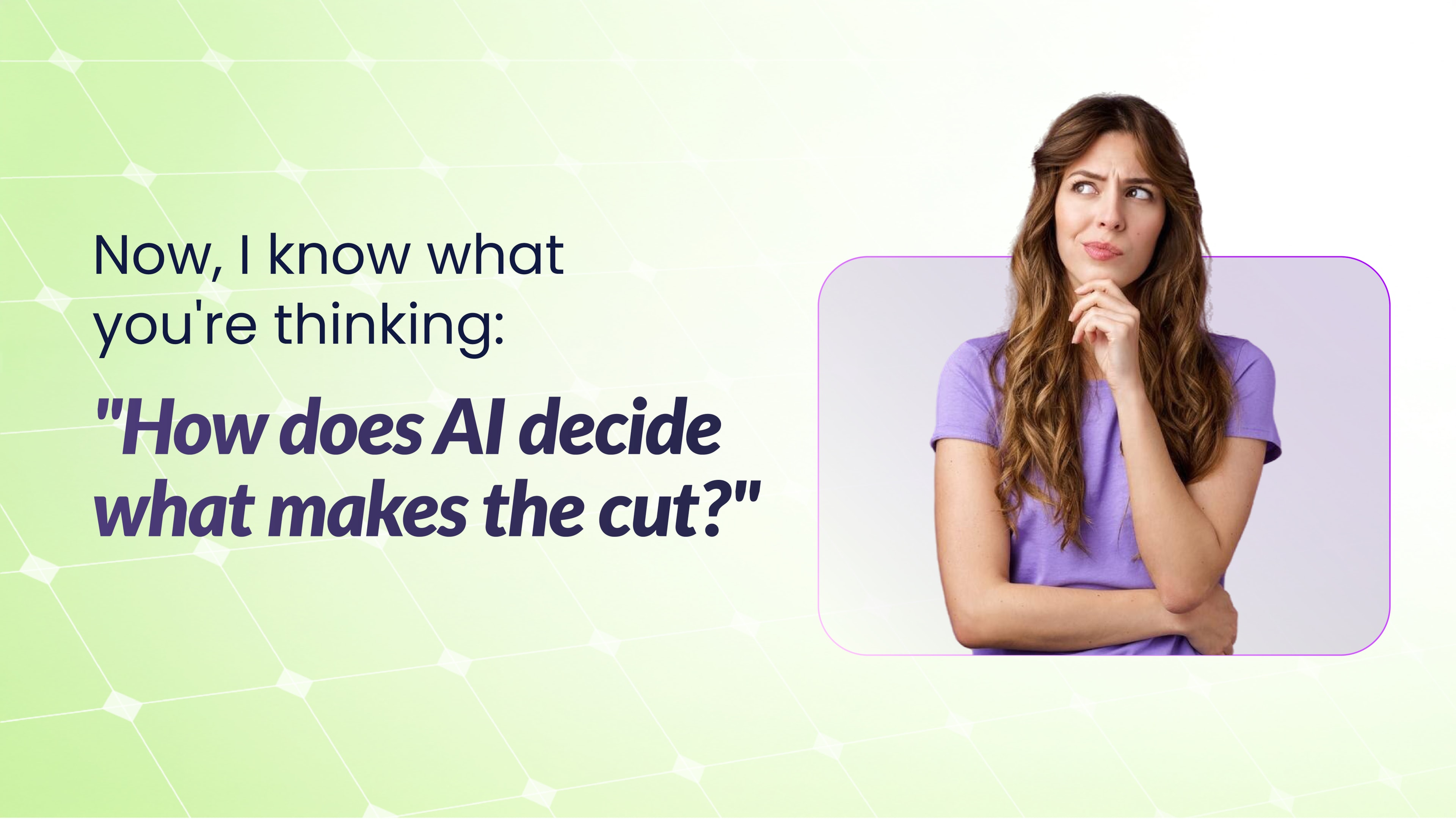 An inbound marketing strategist looking thoughtfully upward, wondering how AI search engines find quality content.