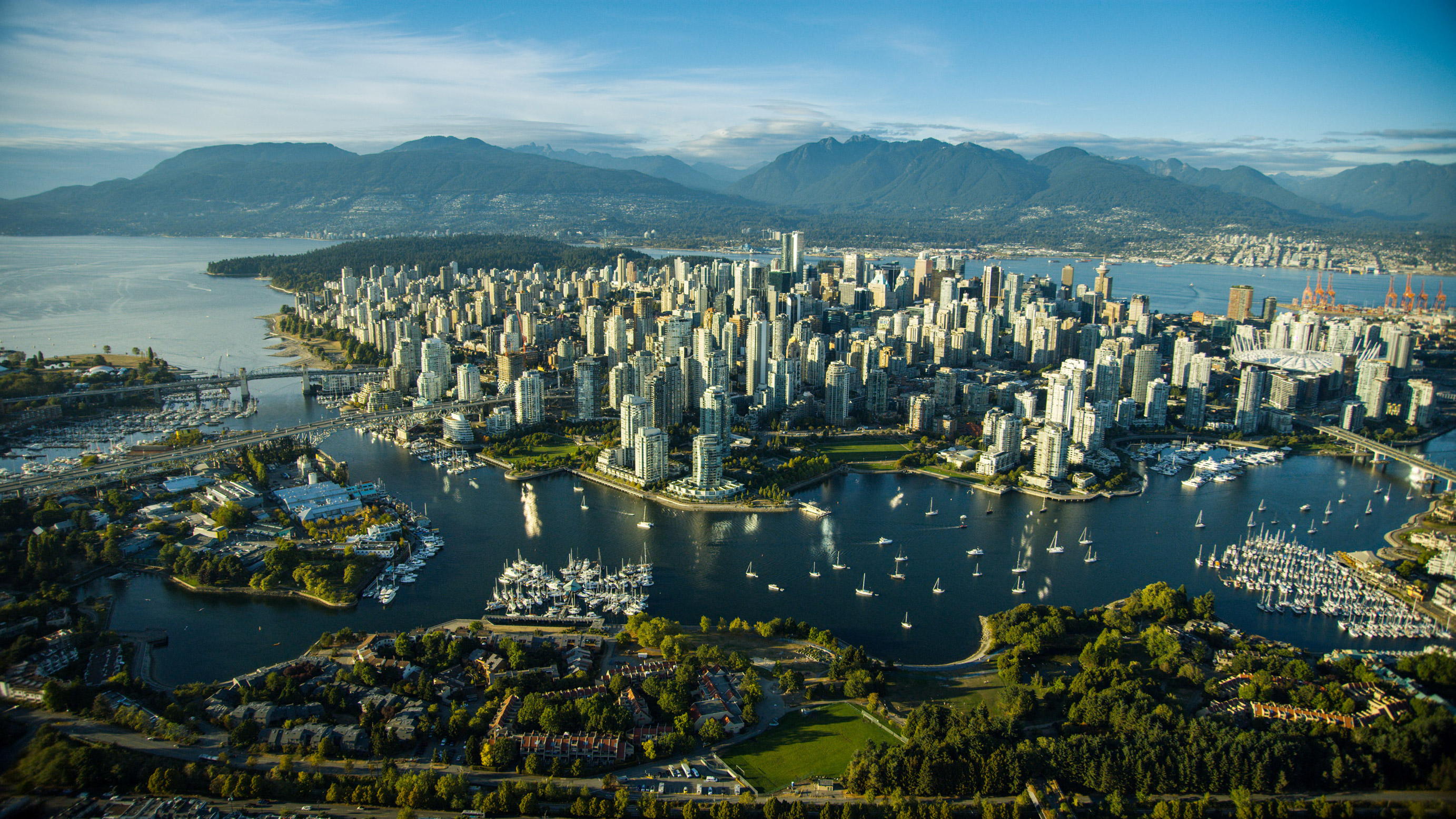 Wide shot of City of Vancouver known for its BC Cannabis
