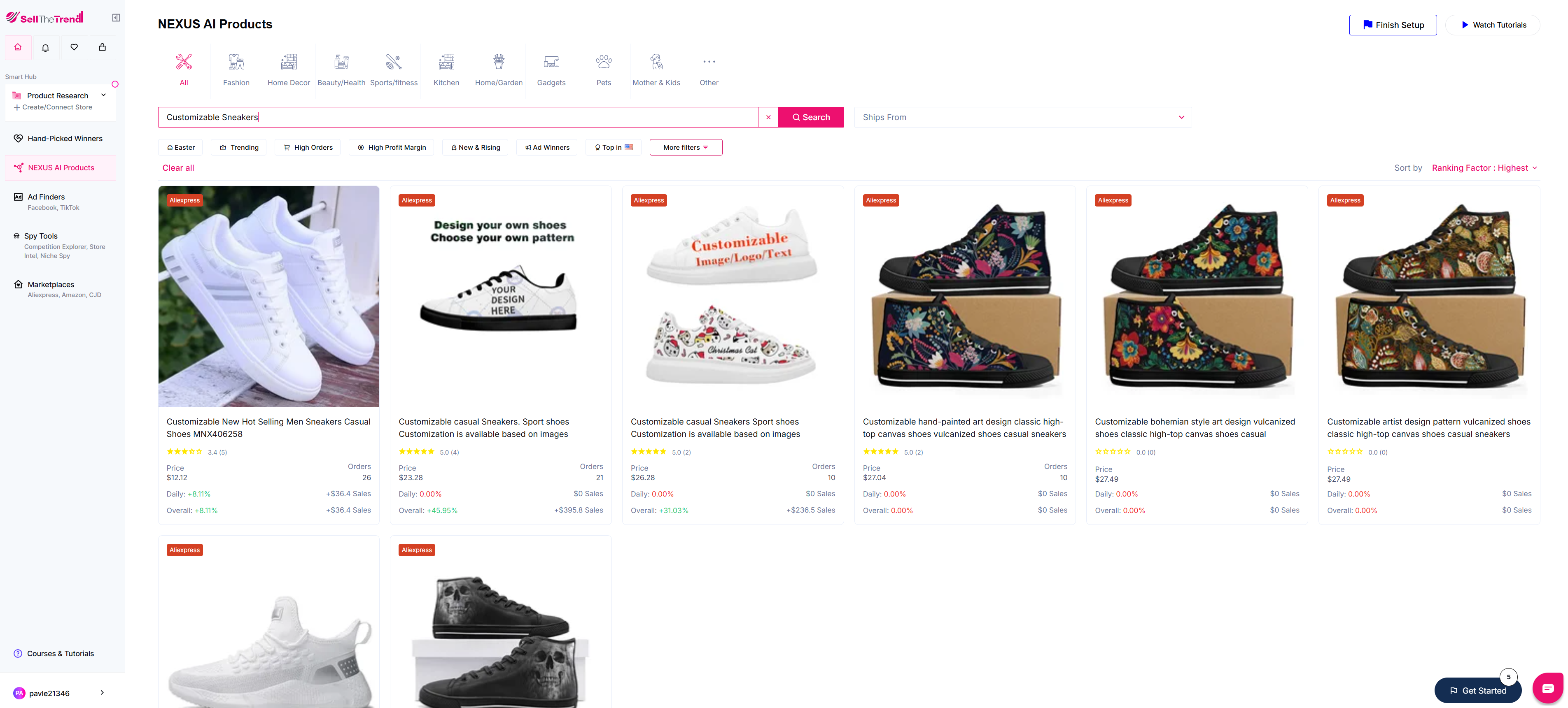 using sell the trend nexus ai for cutomizable sneakers
