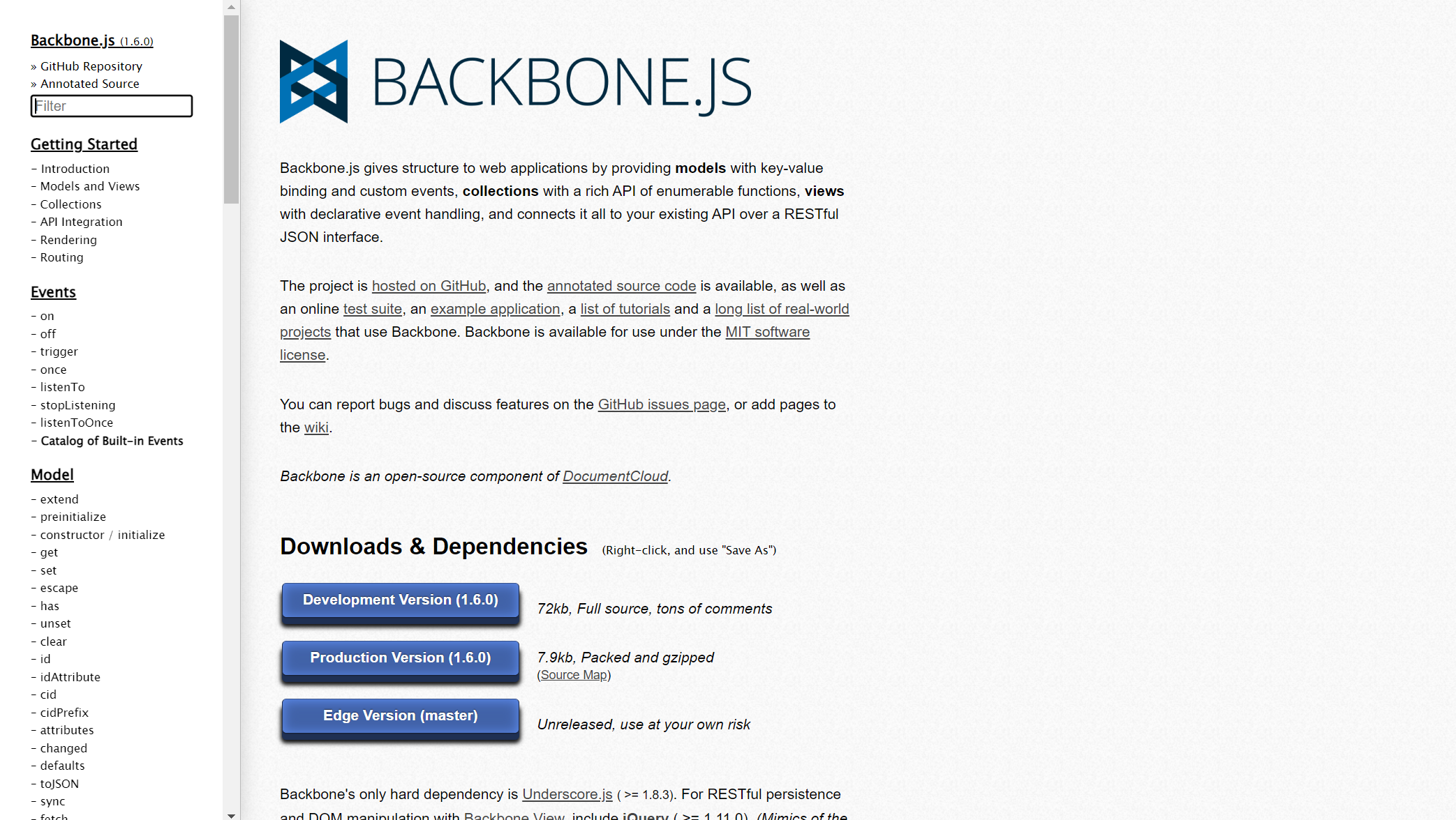 Backbone JS framework