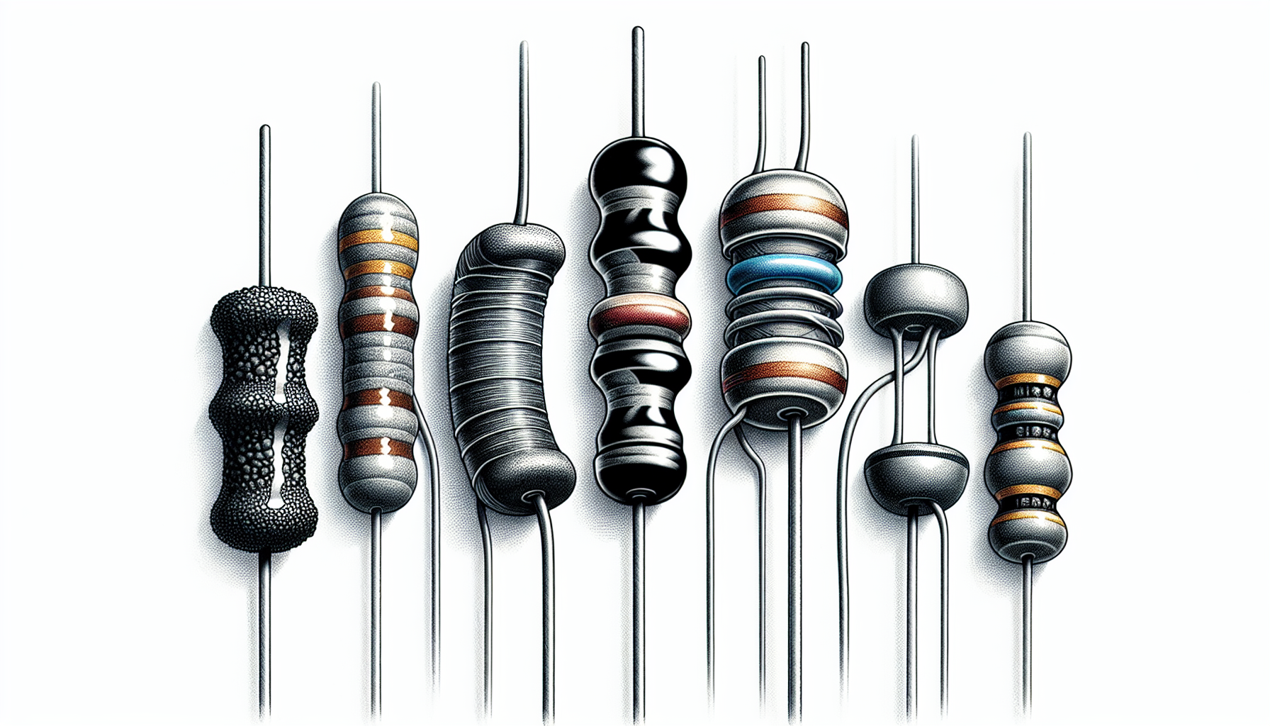 Illustration of different types of resistors