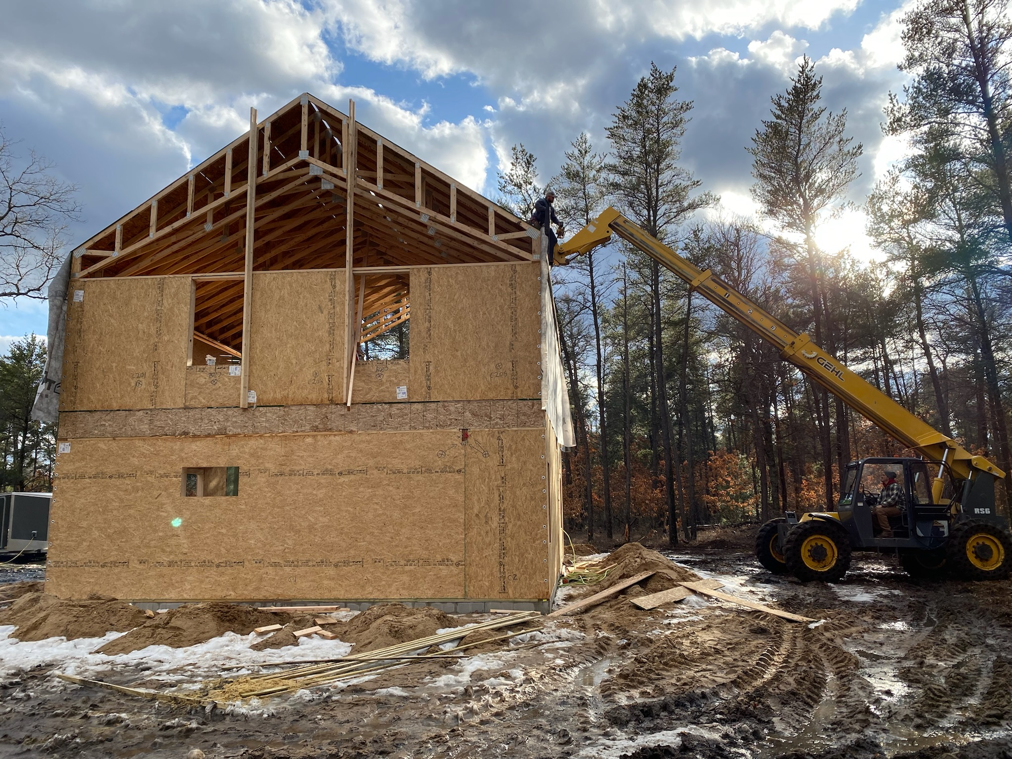 Lavender Loft in Grayling, Michigan under construction designed by design with Frank, and build by Homeowner