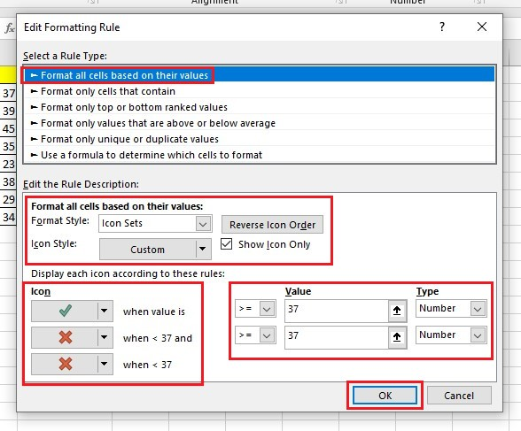 Conditional formatting rules.