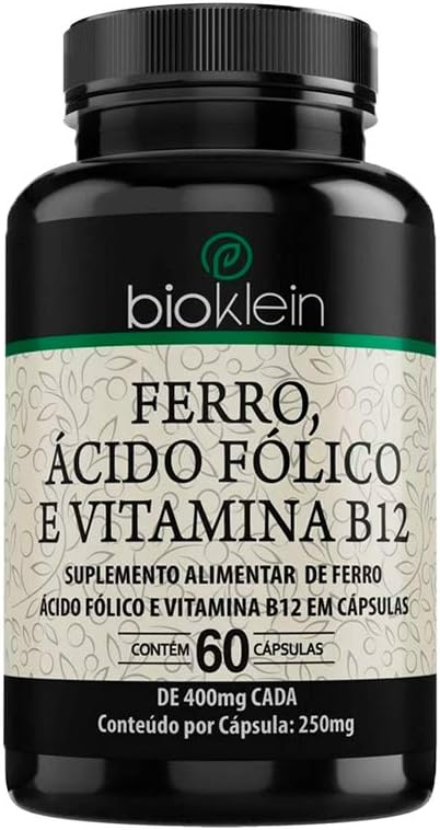 Ferro, Acído Fólico e Vitamina B12 da Bioklein. Imagem: Amazon