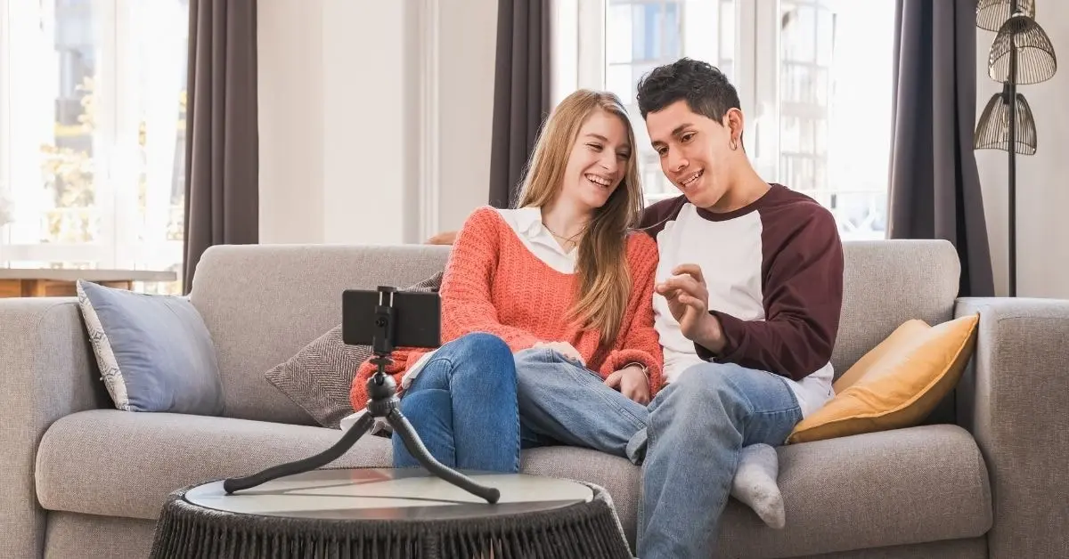 A dynamic collaboration between a male and female content creator for partnership and taxes.