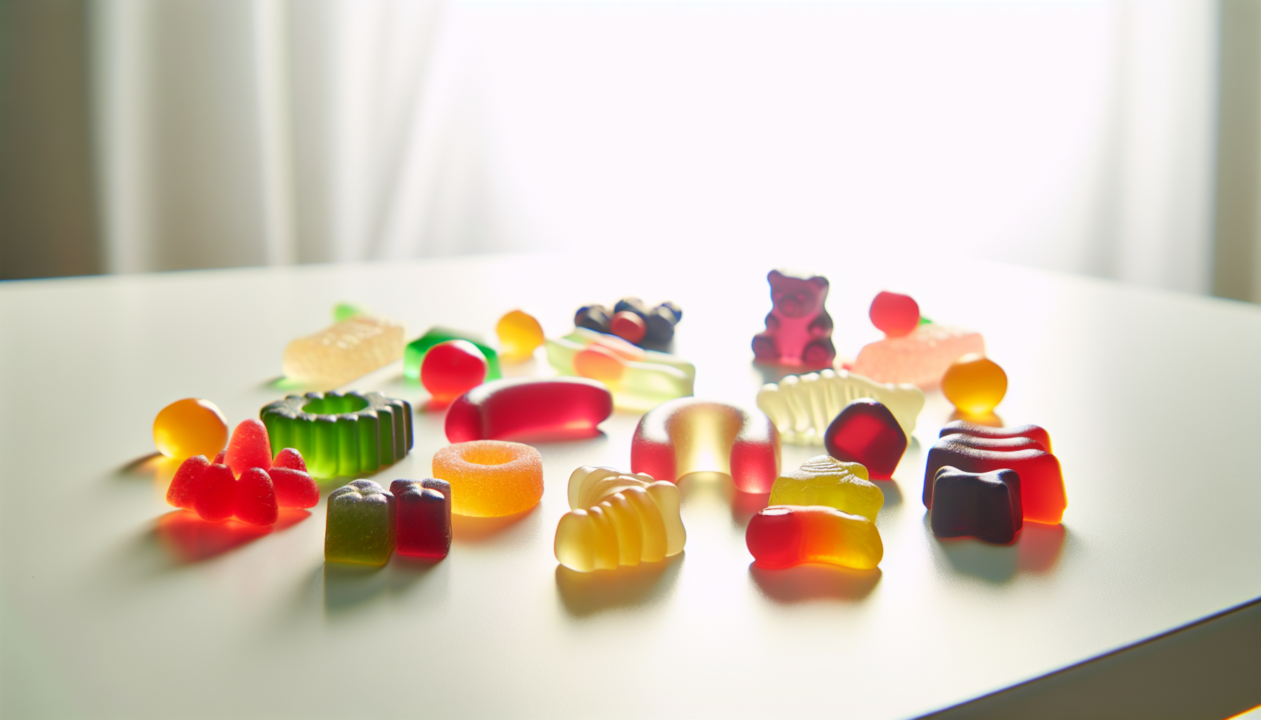 Variety of CBD gummies in different flavors and shapes