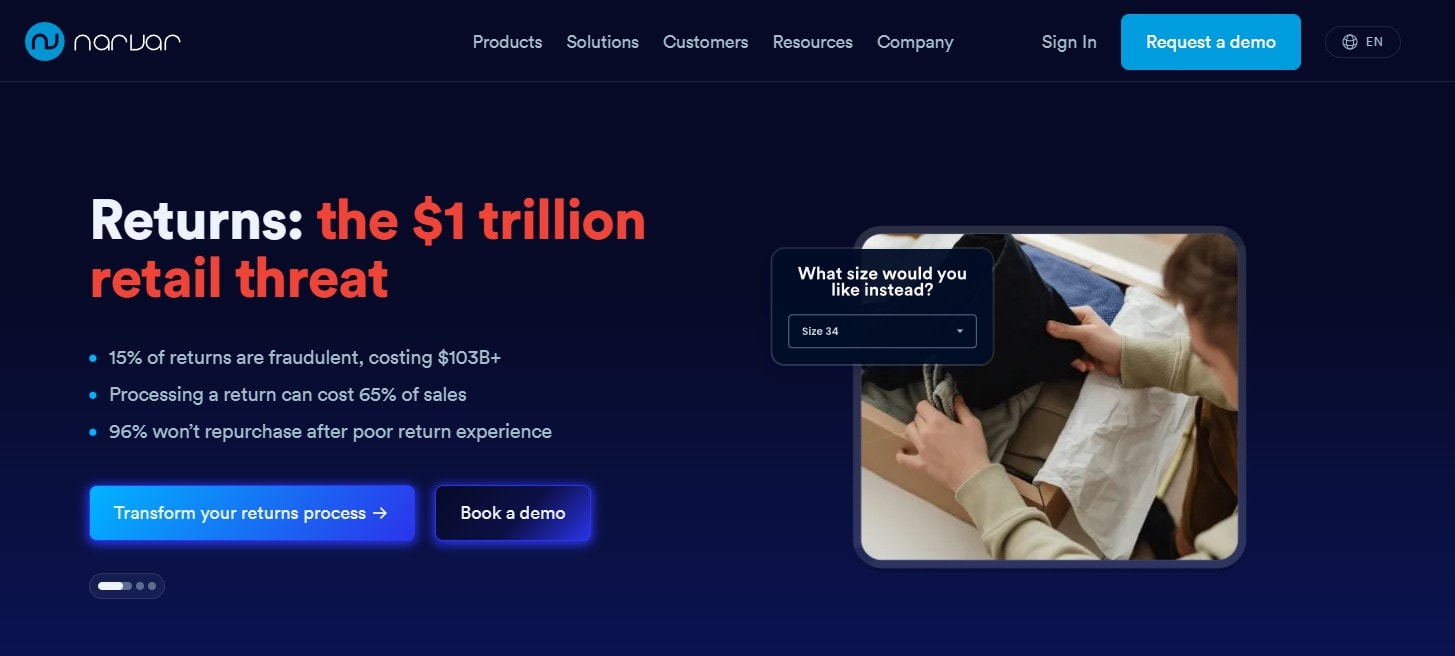 post purchase experience platform: Narvar homepage