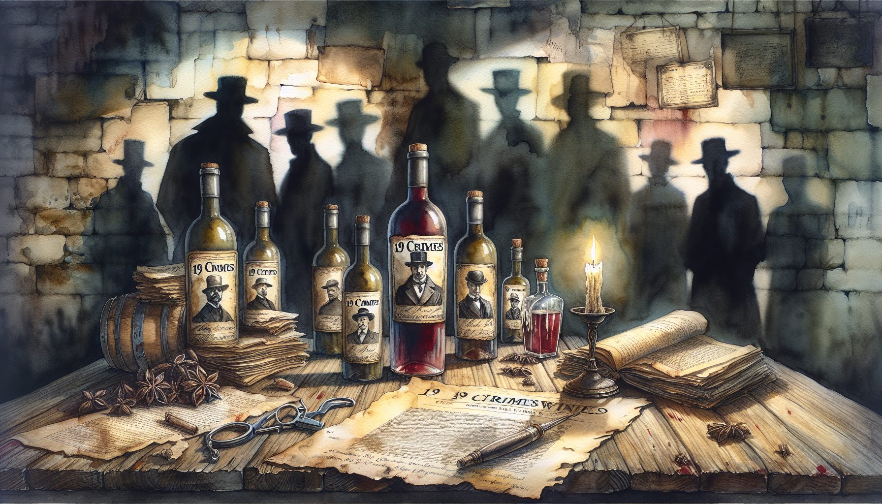 An artistic representation of the legacy of 19 Crimes Wine, showcasing its historical significance.