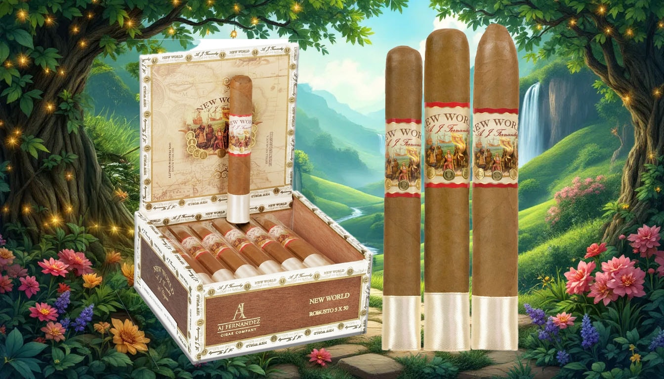 A selection of New World Connecticut cigars in a humidor.