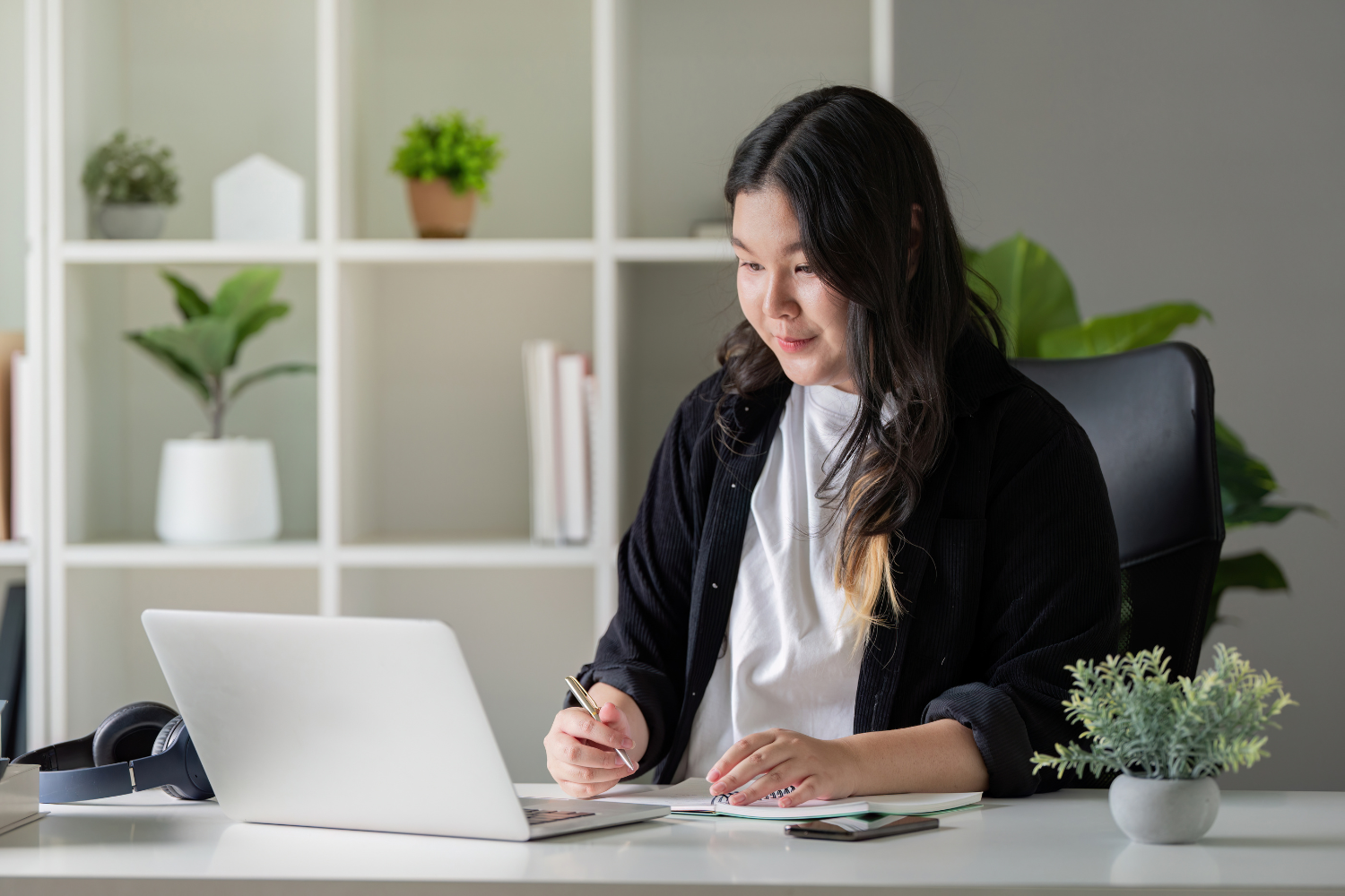 Remote worker on her laptop.