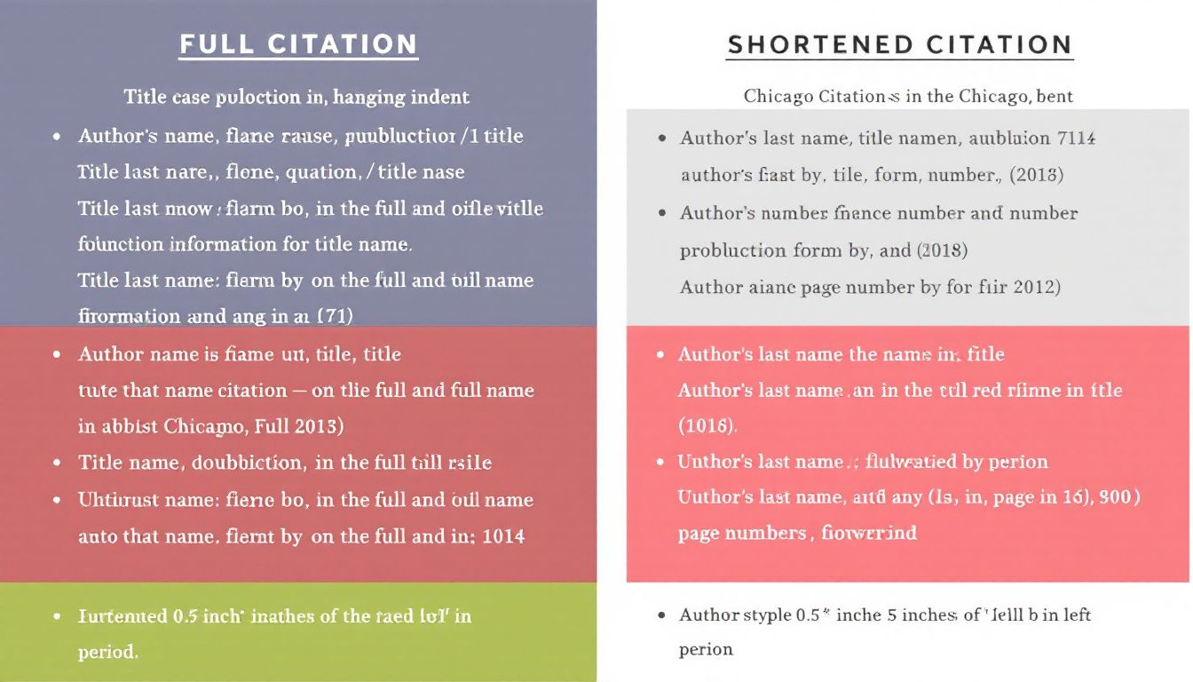 A diagram illustrating full and shortened citations in Chicago style.