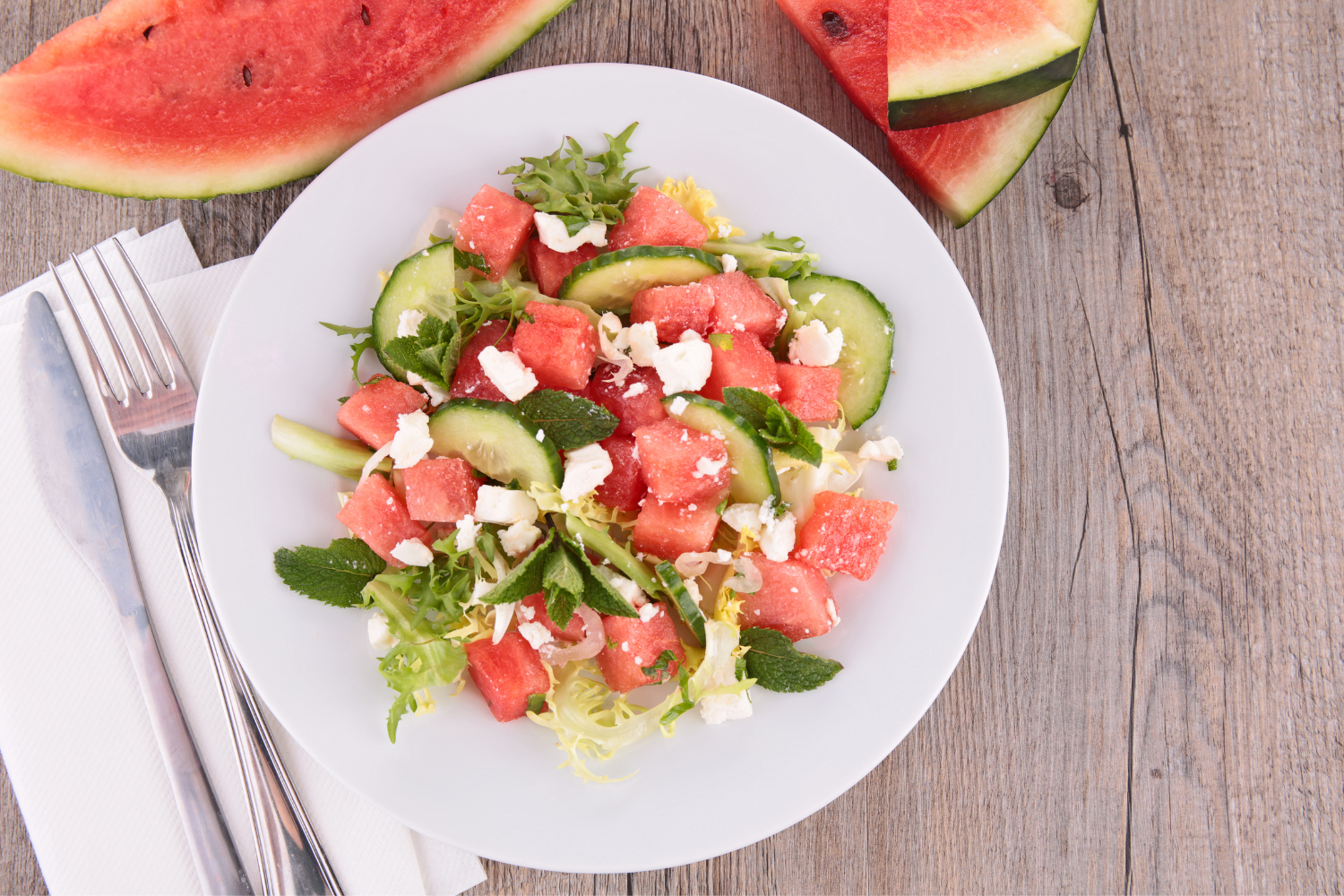 Watermelon and cucumber salad.