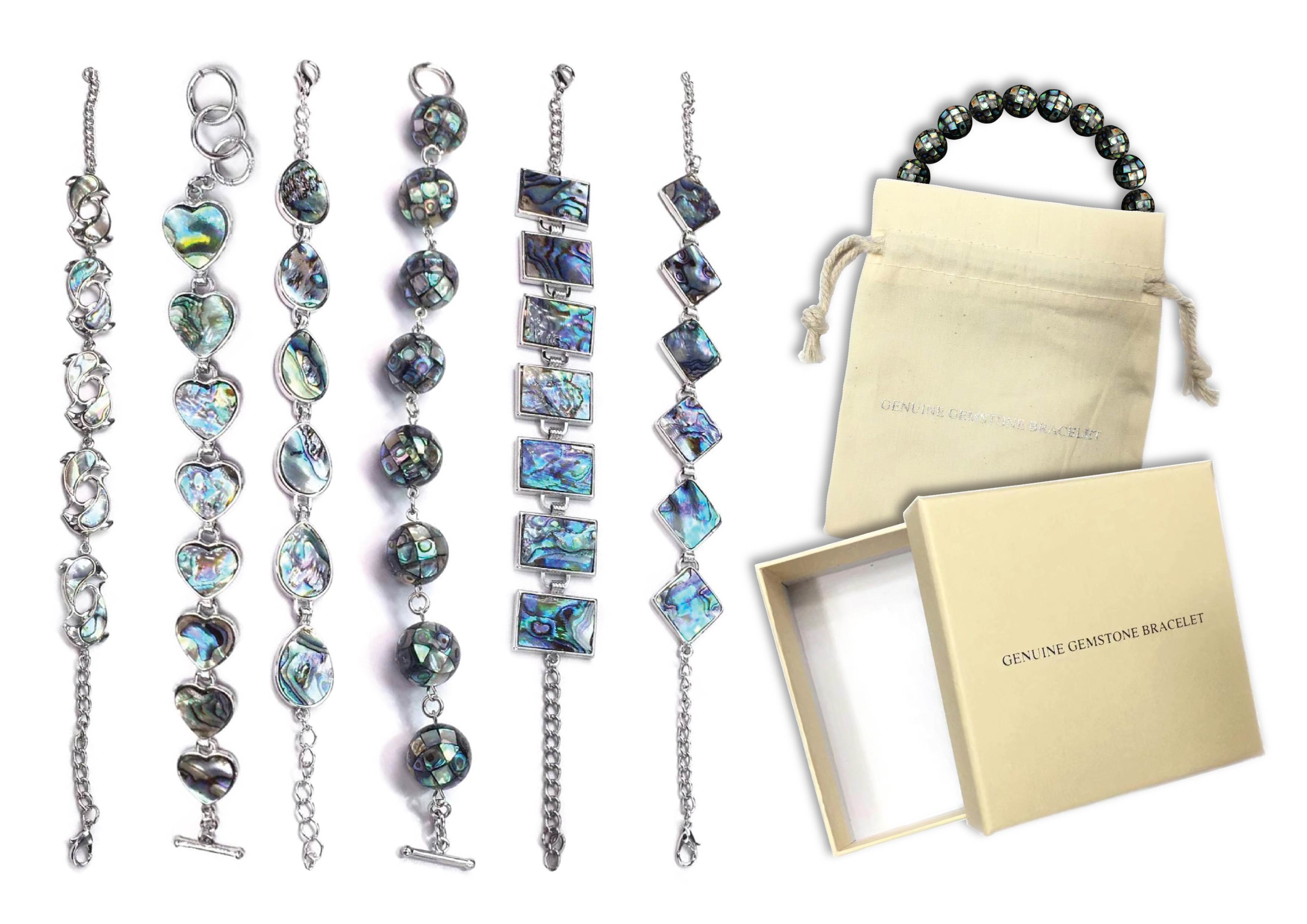 Silver Chain With Abalone Bead Bracelet in different shapes | Gift Set