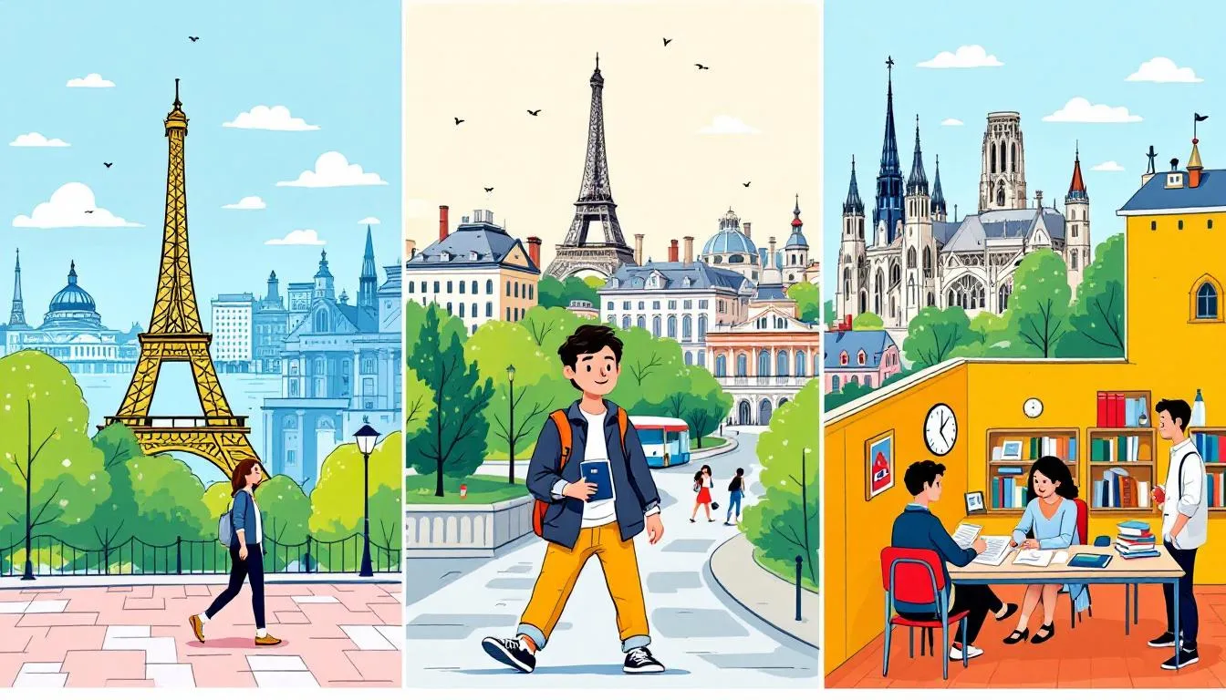 Procédure de demande de visa étudiant avec des étapes illustrées.