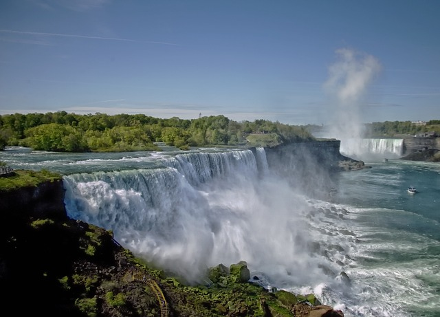 niagara falls, trees, water