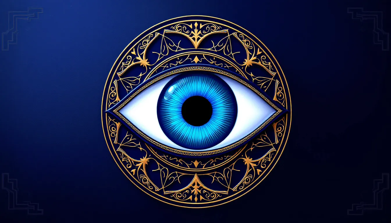 In the image, various protective amulets and symbols representing the evil eye are displayed, showcasing their protective and healing properties. These talismans, deeply rooted in many cultures, serve as a powerful shield against negative energy and malevolent gazes, embodying the belief in warding off harmful intentions and bringing good fortune.