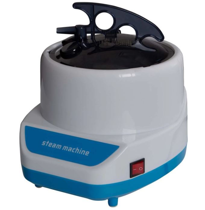 This image shows a one gallon steam generator with provided accessibly app features and steam output