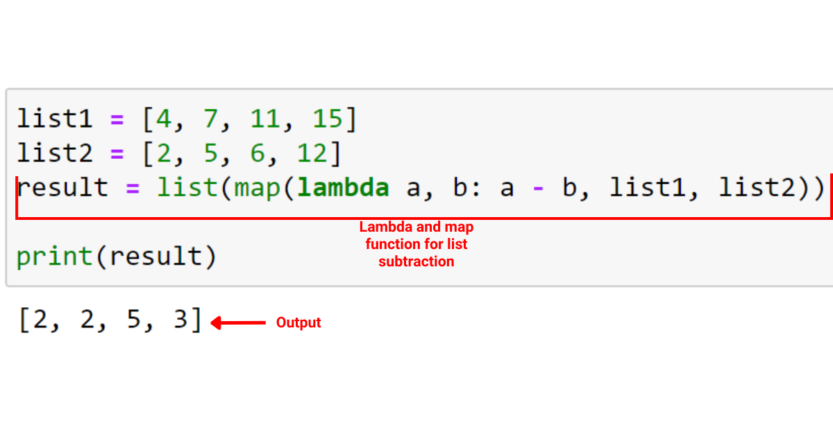 Using Lambda and map() Functions For List Subtraction