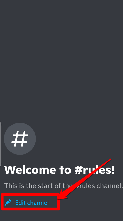 Closeup image showing how to edit a channel on the Discord mobile app