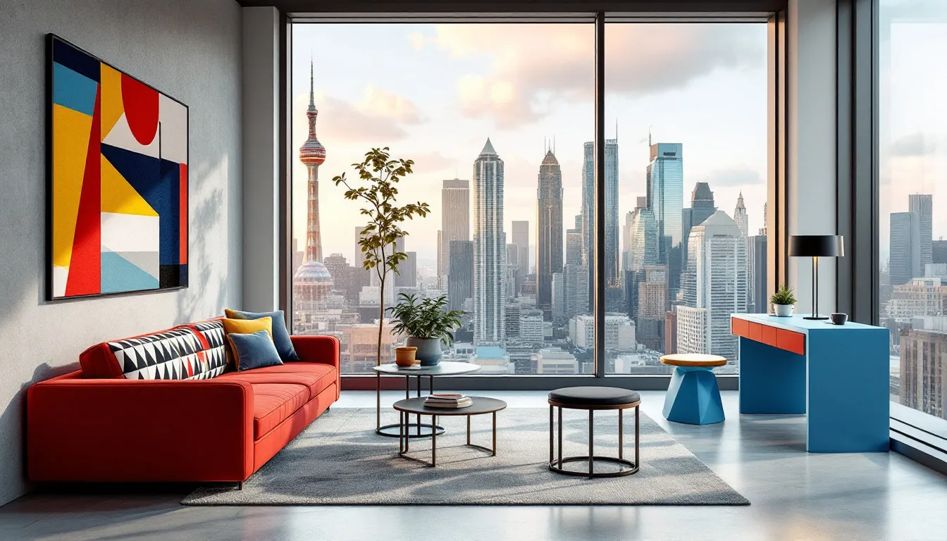 A collection of Bauhaus-inspired designs showcasing modern architecture and furniture.