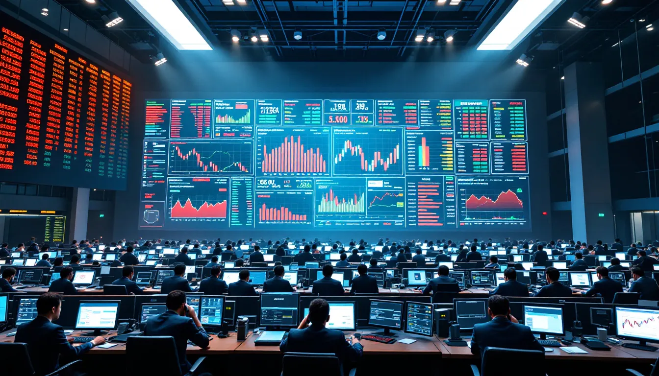 A bustling trading floor in Indonesia's futures market, showcasing traders engaged in futures trading.