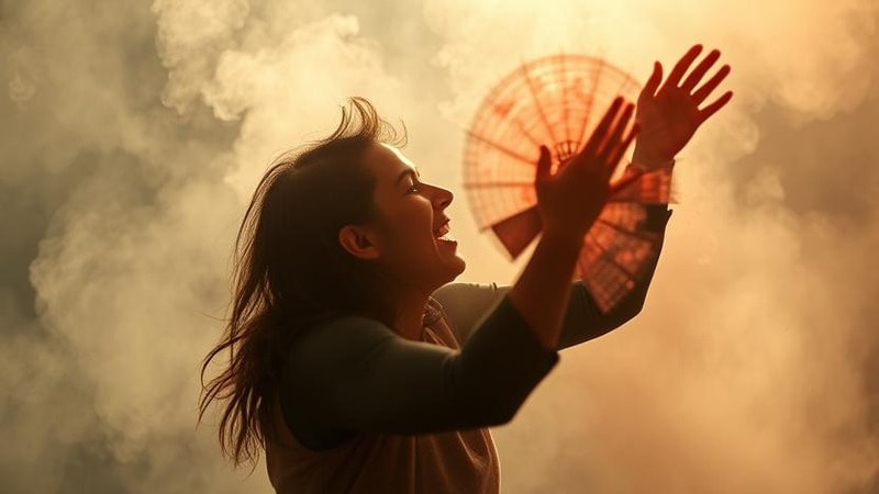 A child enjoying the mist from a misting fan