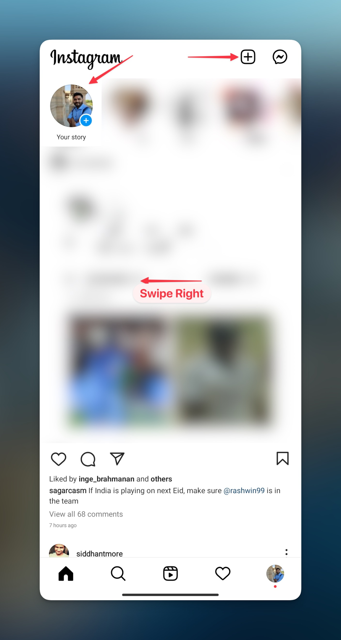 Remote.tools shows how to navigate to Instagram story screen from your home feed
