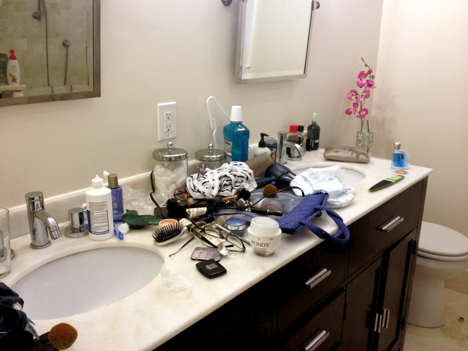 Clean the clutter in the bathroom