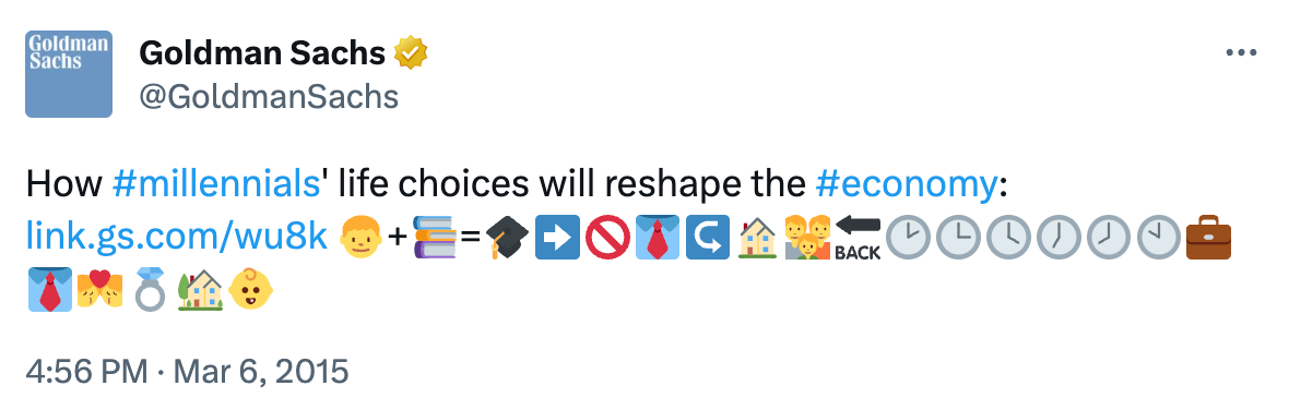 Goldman Sachs with too many emojis