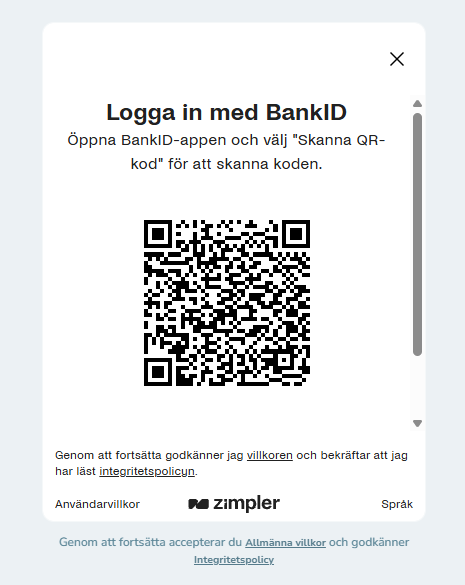 Inloggning hos YoYo Casino med QR-kod och BankID.