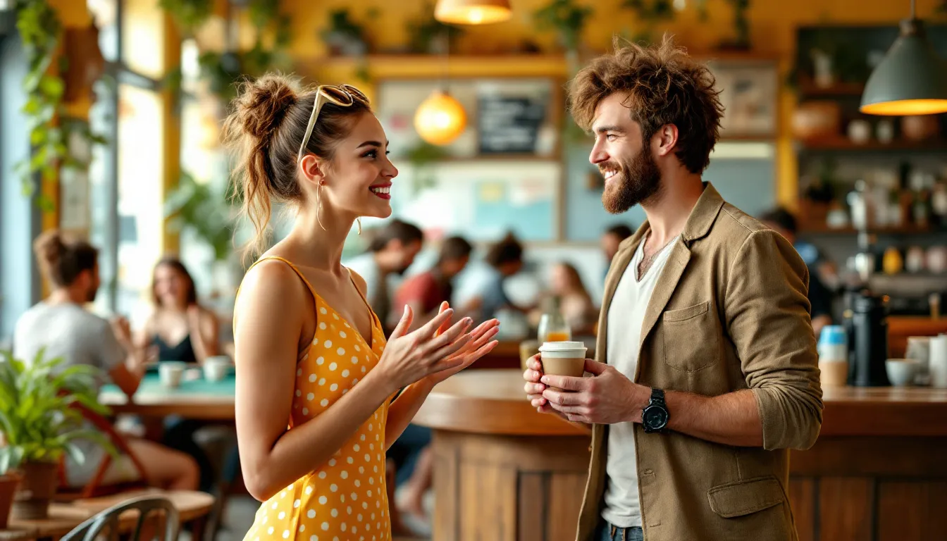 A confident person flirting in a social setting.