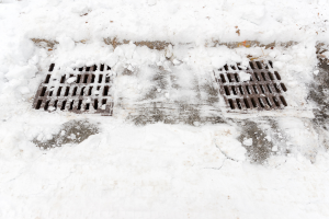 drainage grate during winter