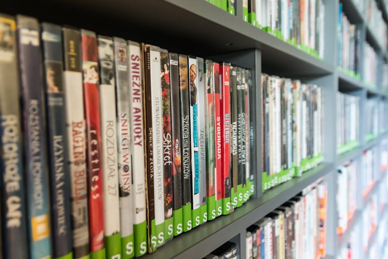 An illustration of different DVD films, it vary depending on the genre.
