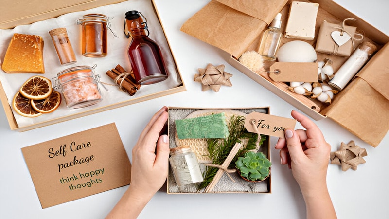 seasonal gift box with plastic free zero waste cosmetics products