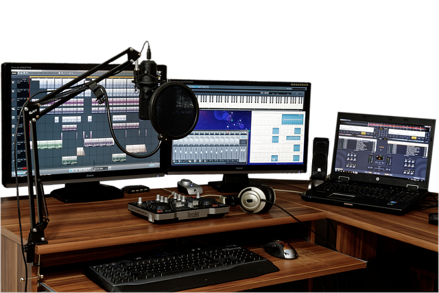 Home studio, music, mixer and des