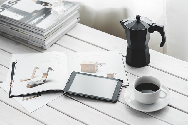 technology, coffee cup, tablet