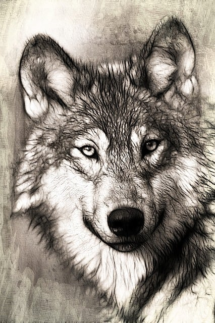 wolf, portrait, fine art