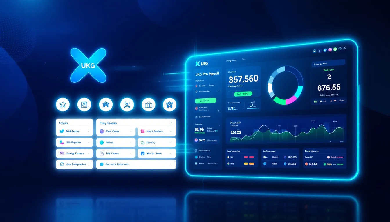 Key features of UKG Pro Payroll displayed in an engaging format.