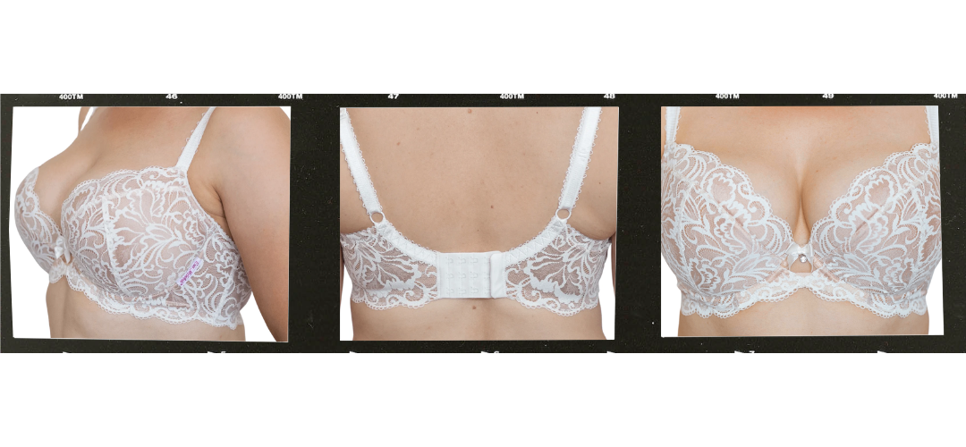 showcase of Ewa Michalak PL Padded Plunge Polish Bra that works for asymmetrical breasts from different sides