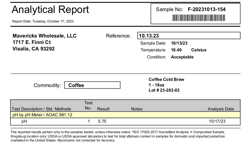 Lab Report for Low Acid Cold Brew