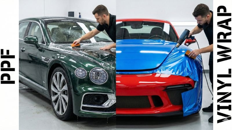 A comparison between PPF application and vinyl wrap application