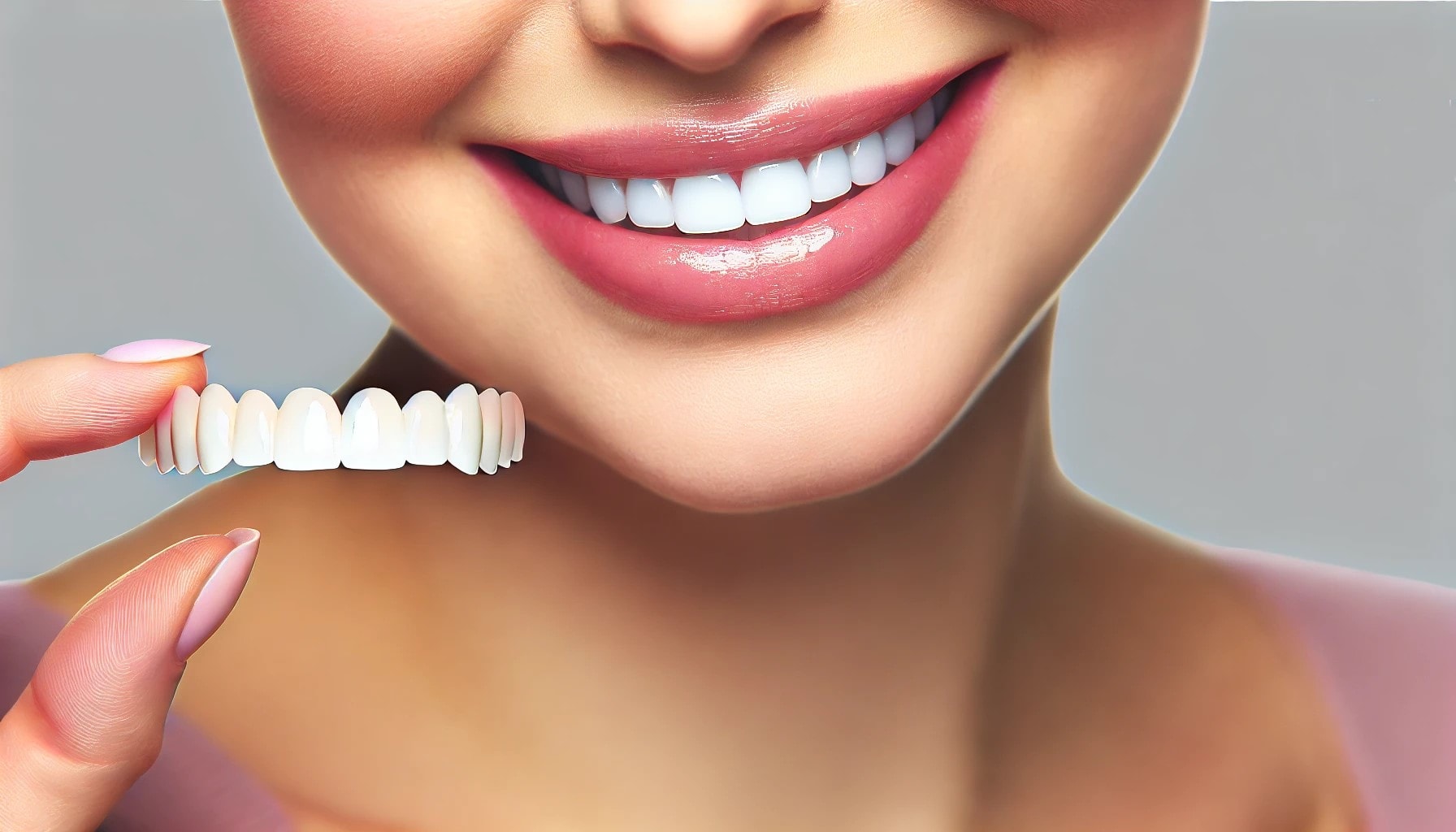 Visualisering av estetiske fordeler med tannfasetter, som viser en person med flotte tenner og selvsikker smil."