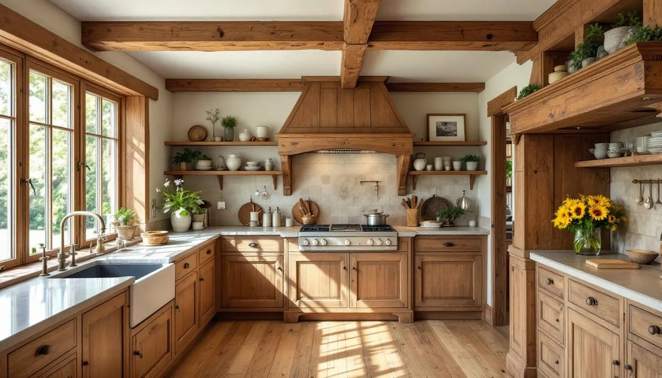 An elegant framed oak kitchen showcasing square framed doors.