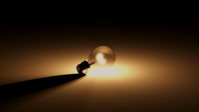 Illuminated light bulb for lumen and lux demonstration.