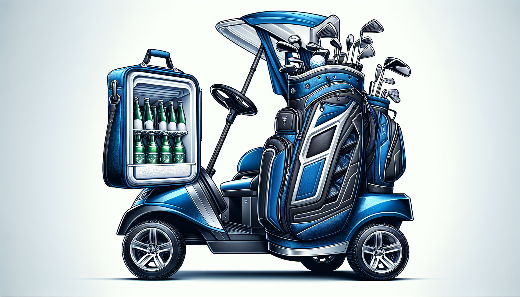 Cart rider-friendly golf bag with cooler