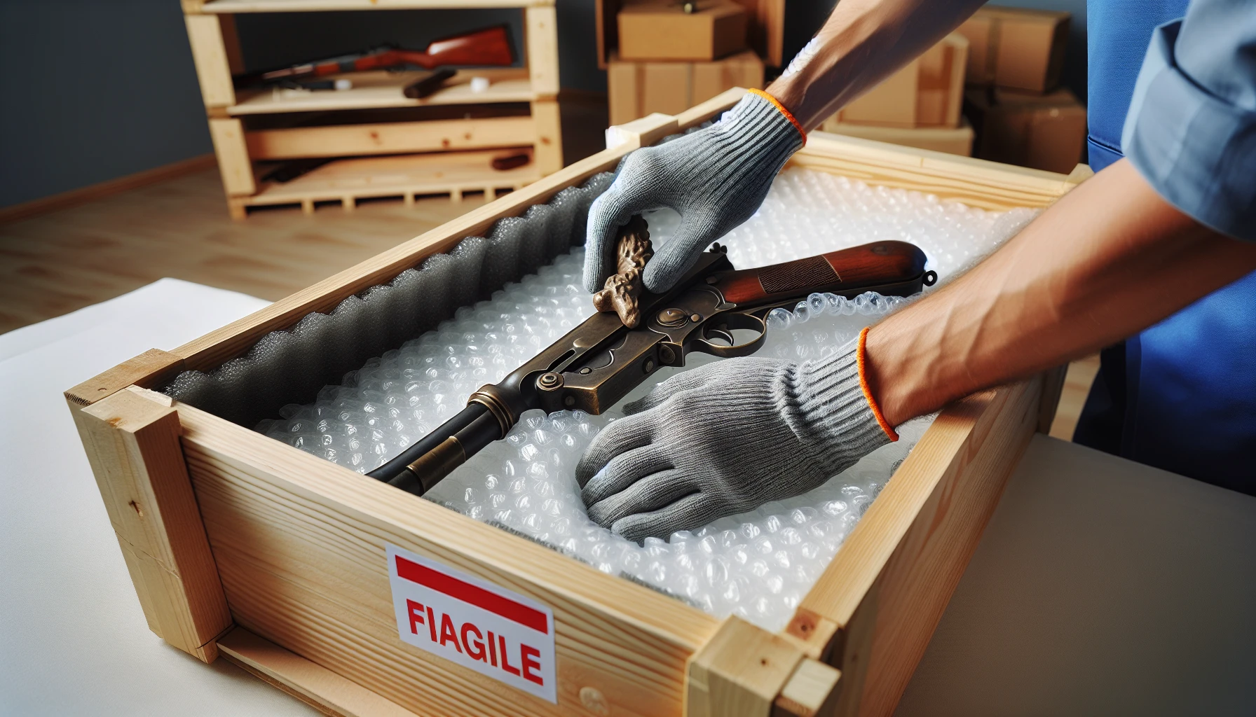 Illustration of safe shipping and handling of antique firearms