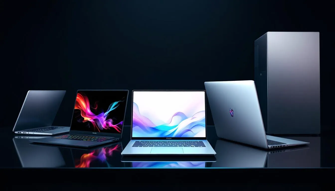 Diff&eacute;rents types d'ordinateurs portables disponibles pour la location.