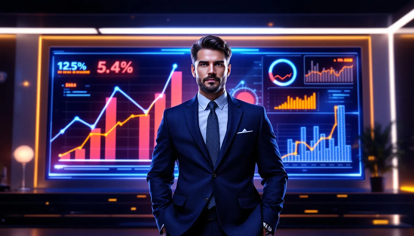 An illustration of leadership skills enhanced through business acumen, showing a leader in action.