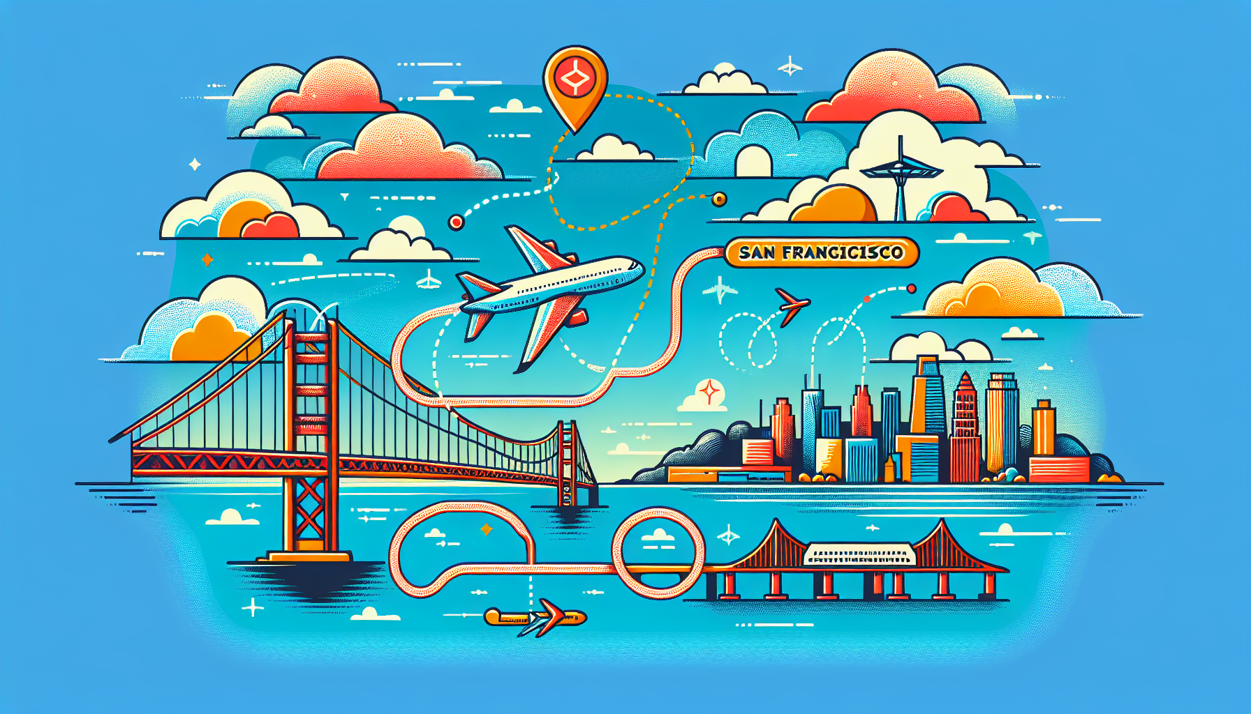 An illustration of a flight path from San Francisco International Airport to Hartsfield-Jackson Atlanta International Airport, highlighting the flight time of 4 hours 41 minutes.